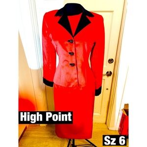 High Point Red 2 Piece Satin Suit Sz 6 All tags intact‎